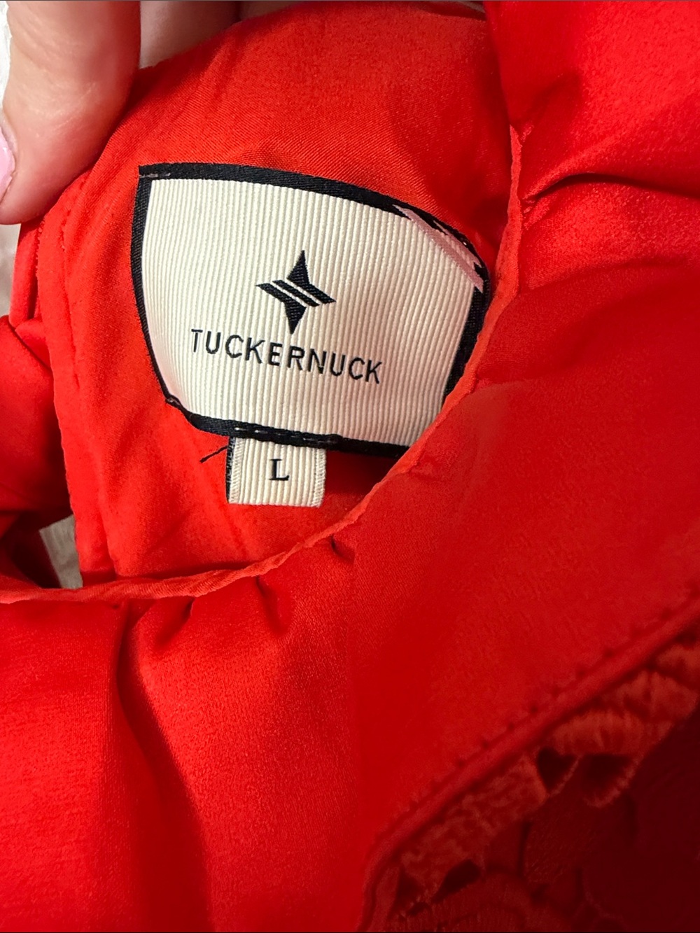 Tuckernuck Red Guipure Lace Blythe Dress Size Large - Picture 13 of 13